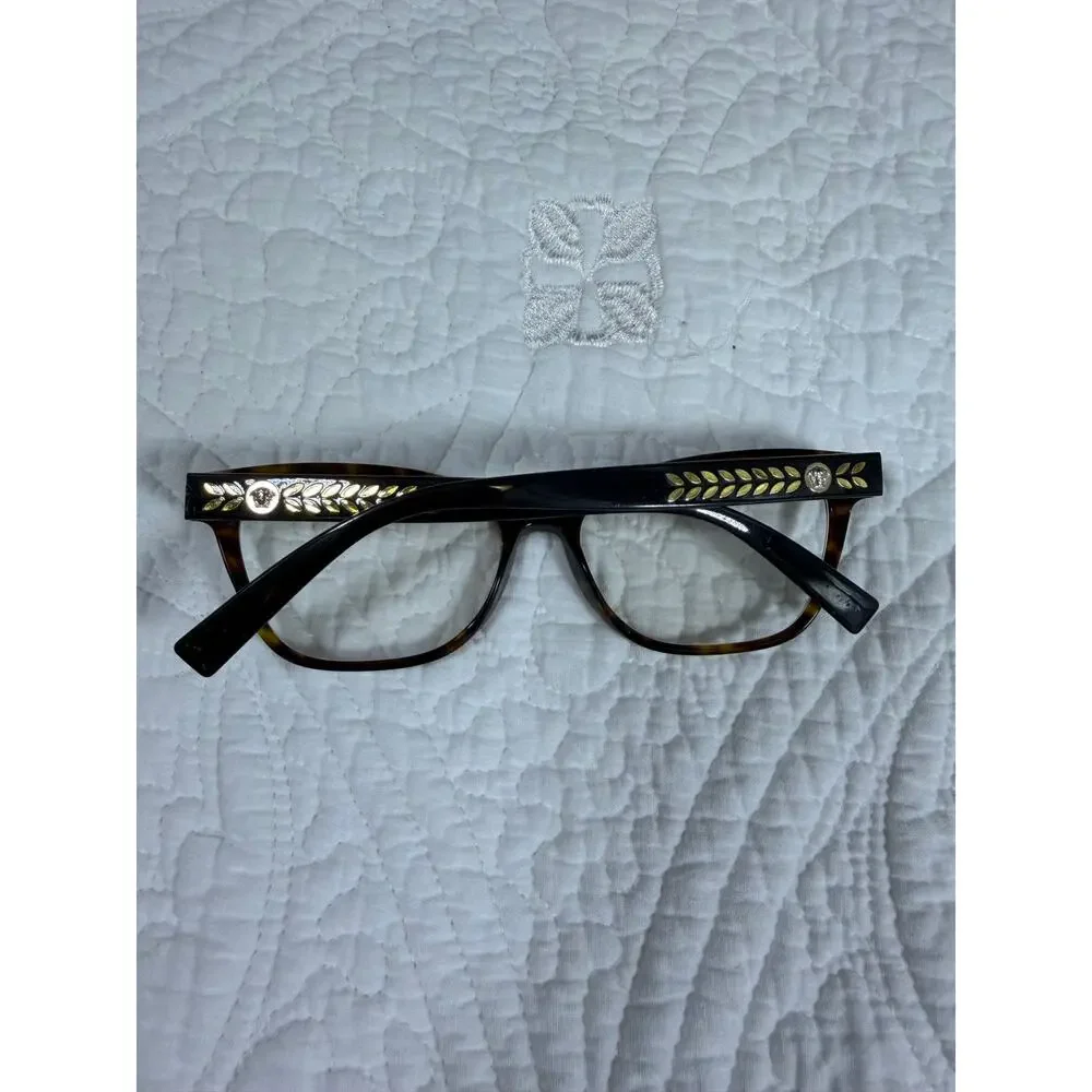 Versace Brown Tortoise Shell Eyeglass Frames Designer Optical Glasses Italy Lux